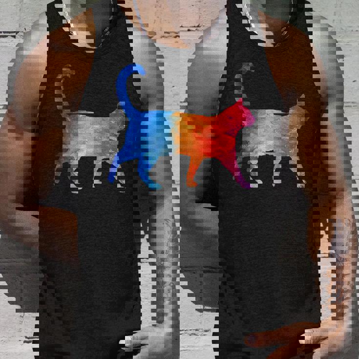 美的シルエット芸術的水彩猫 タンクトップ 彼への贈り物