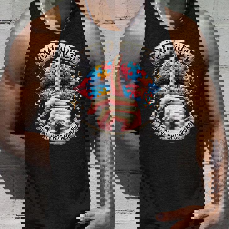 自閉症啓発唇を理解していないことを判断しないでください タンクトップ 彼への贈り物