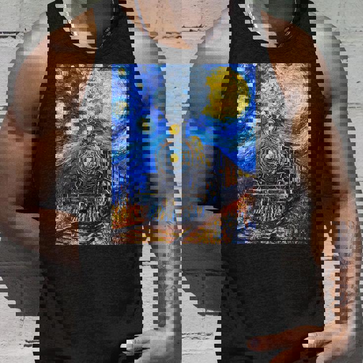 蒸気機関 蒸気機関車 ヴィンテージ ゴッホ 機関車 列車 タンクトップ 彼への贈り物