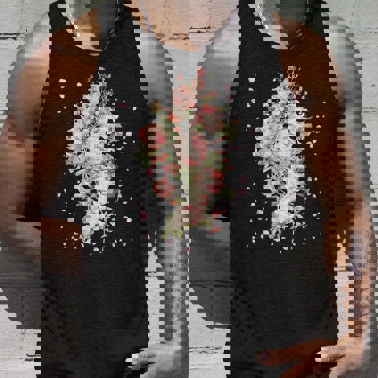 言葉、愛、幸福、平和のピンクのバラの花束 タンクトップ 彼への贈り物