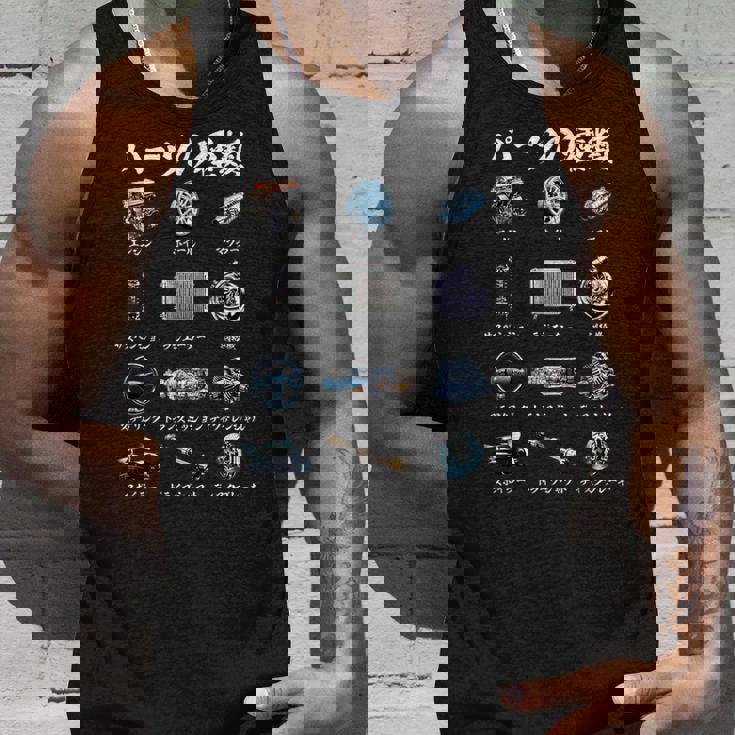 車 面白いtシャツ パーツの種類 自動車 おもしろ ネタ 文字入り 大人 メンズ おもしろグッズ 車いじり タンクトップ 彼への贈り物