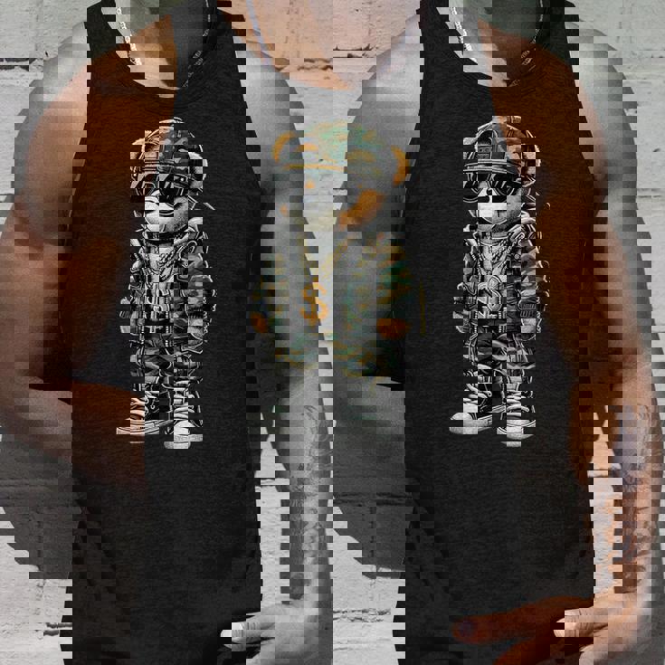 迷彩 ヒップホップ テディベア 迷彩 タンクトップ 彼への贈り物