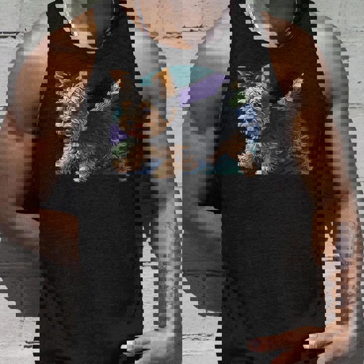 遊び心のあるヨークシャーテリア犬 ポップアート 誇り高きヨーキーオーナーズ タンクトップ 彼への贈り物