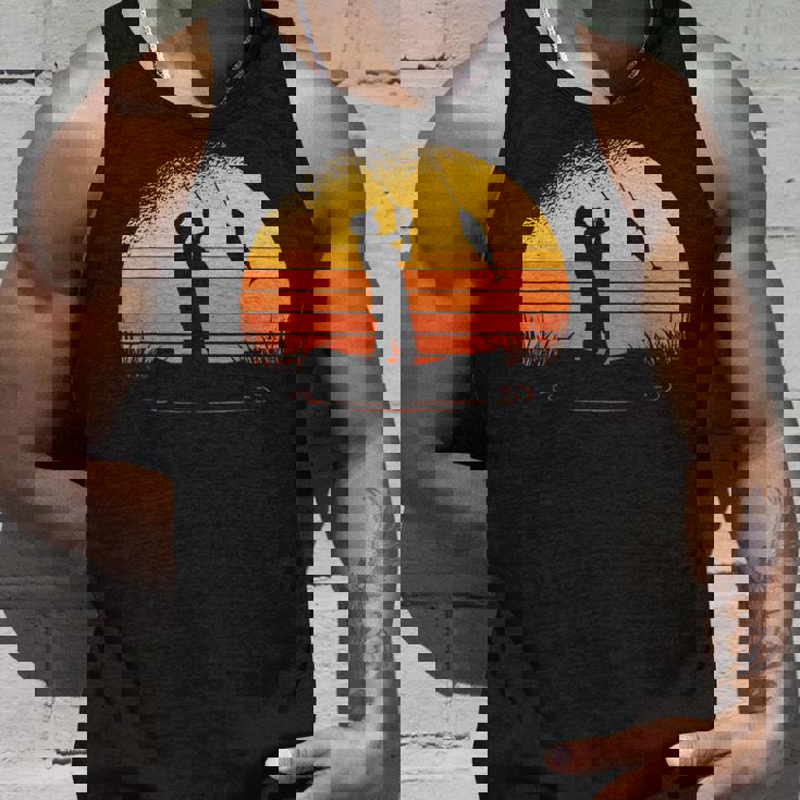 釣り人日没漁師釣り竿 タンクトップ 彼への贈り物