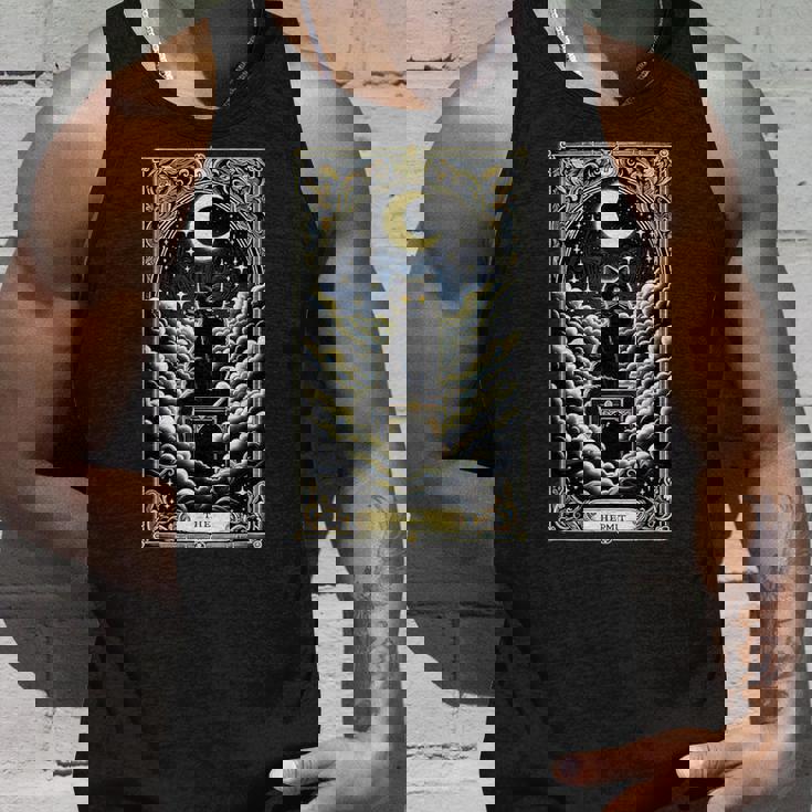 隠者タロットカード 箱に入った猫 神秘的なかわいい猫のタロットカード タンクトップ 彼への贈り物