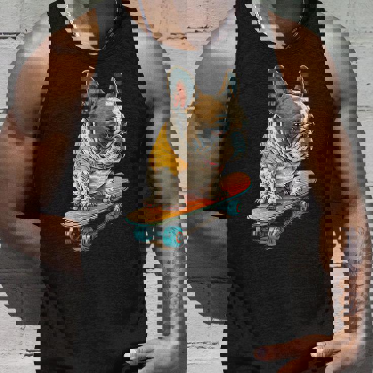 面白い フレンチブルドッグ スケートボード スケーター 犬 イングリッシュドッグ タンクトップ 彼への贈り物