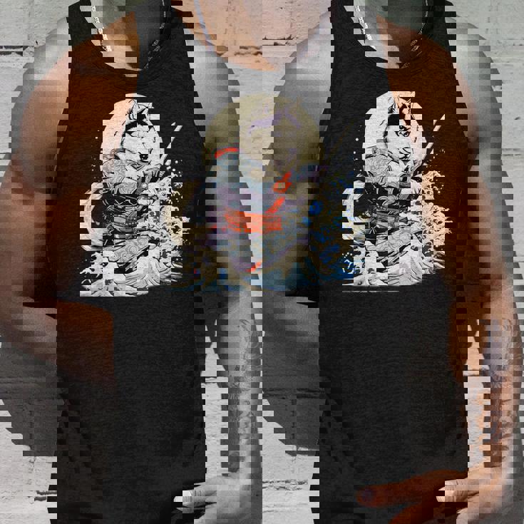 面白いtシャツ シベリアンハスキー 浮世絵 イヌ わんこ メンズ 犬好き グッズ おもしろ 面白い 服 ネタ タンクトップ 彼への贈り物