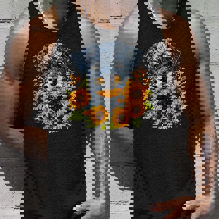 面白いtシャツ シュナウザー ひまわり イヌ メンズ 好き グッズ かわいい おもしろ 面白い 服 ネタ タンクトップ 彼への贈り物