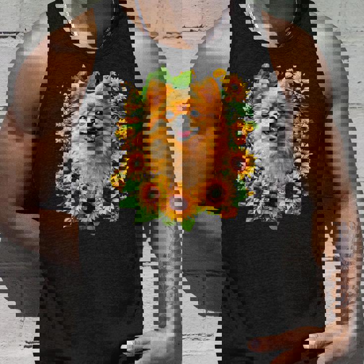 面白いtシャツ ポメラニアン ひまわり わんこ メンズ 犬好き グッズ かわいい おもしろ 面白い 服 ネタ タンクトップ 彼への贈り物