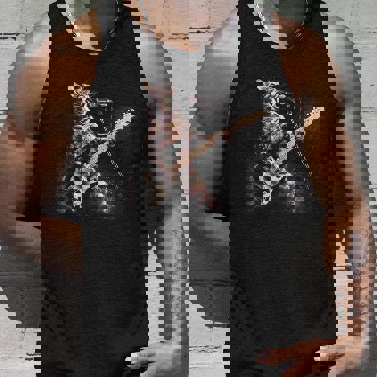 面白いギター猫 エレキギターで遊ぶ ロックスターキャット タンクトップ 彼への贈り物