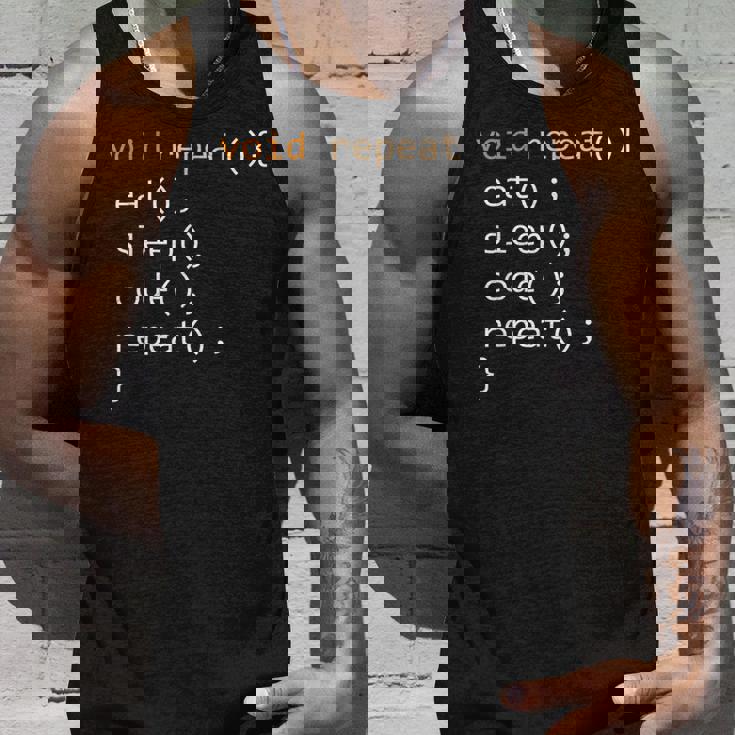 面白いコーディングシャツ Java 再帰 Eat Codeleep Repeat タンクトップ 彼への贈り物