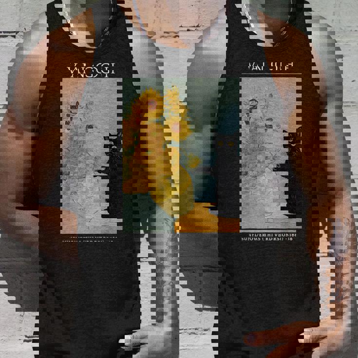 面白いゴッホ ひまわり 猫 ミーム ゴッホ アート タンクトップ 彼への贈り物