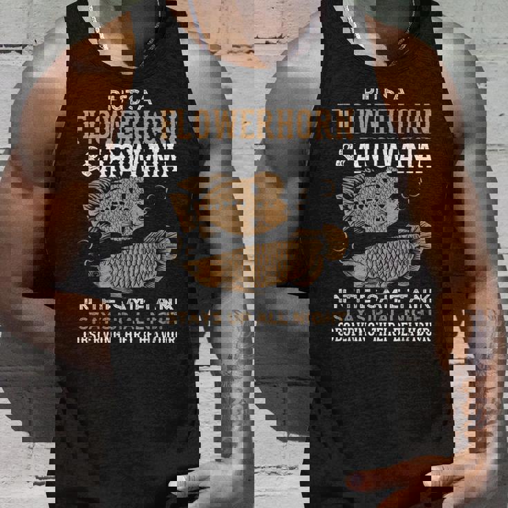 面白いフラワーホーンとアロワナのデザイン 魚族館 タンクトップ 彼への贈り物