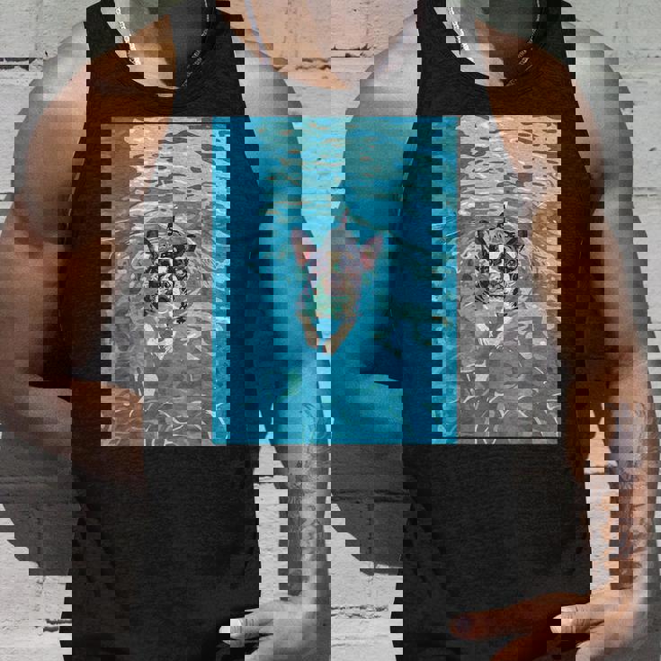 面白いボストンテリア プールで泳ぐ かわいい犬 ママ お父さん タンクトップ 彼への贈り物