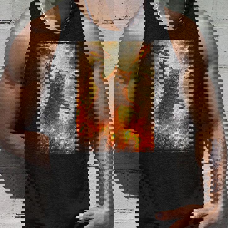 面白いレトロ日本の怪獣モンスター猫セルフィー東京ufo タンクトップ 彼への贈り物