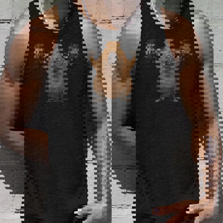 面白い動物 カピバラ げっ歯類 ウエイトリフティング フィットネスジム タンクトップ 彼への贈り物