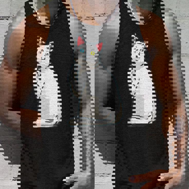 面白い猫 中指 オッドアイドキャット キティ タンクトップ 彼への贈り物