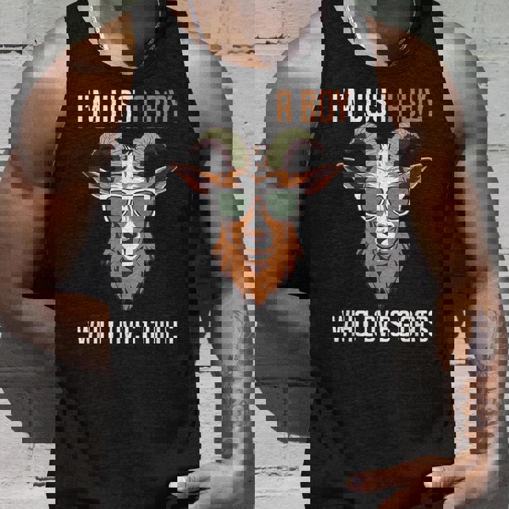 面白い農場の動物 ヤギ好き ただの少年 ヤギが大好きな人 タンクトップ 彼への贈り物