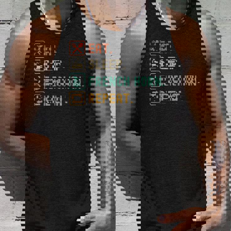 食べる、寝る、フレンチ ホルン リピート 面白いフレンチ ホルン愛好家 タンクトップ 彼への贈り物