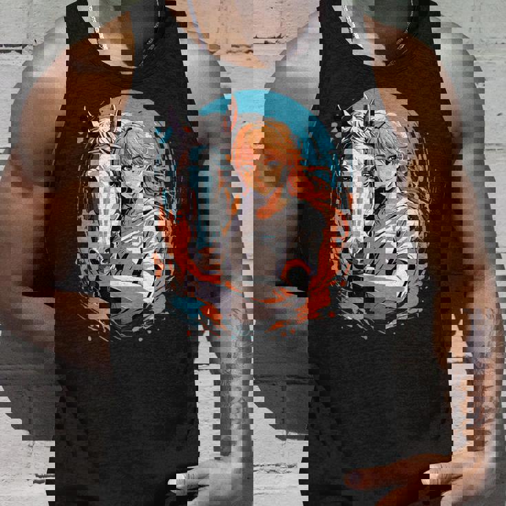 馬のファンのためのアニメガールの象徴的な乗馬デザイン。 タンクトップ 彼への贈り物