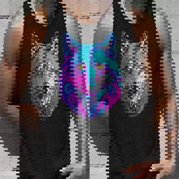 鮮やかなマルチカラーオオカミ タンクトップ 彼への贈り物