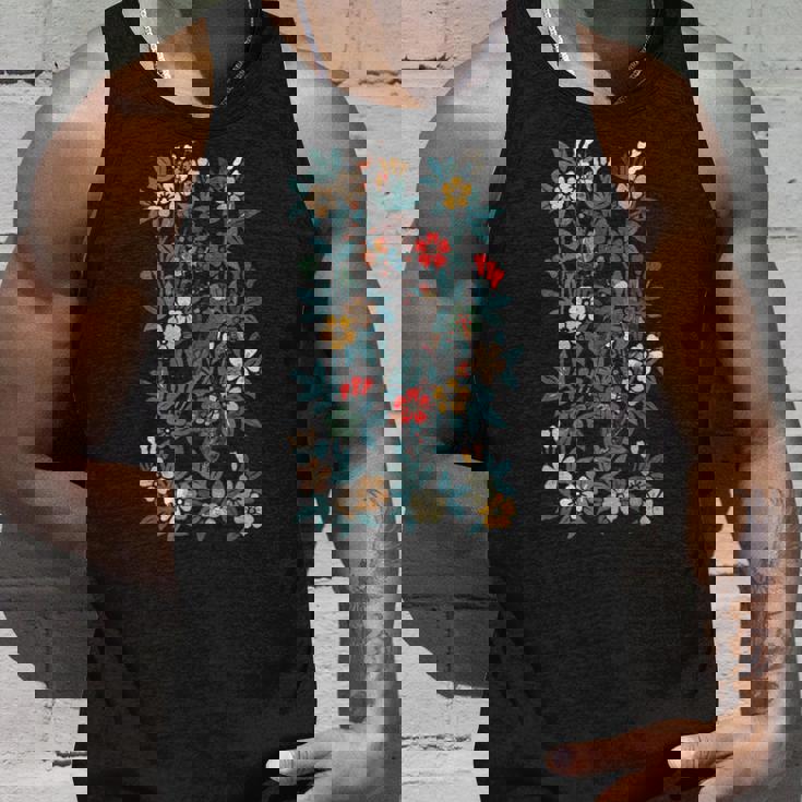 鳥 文鳥と花の模様 タンクトップ 彼への贈り物