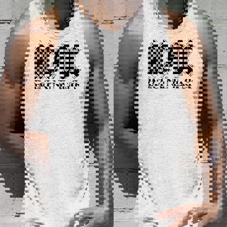 AcDcロックミュージックバンドバックブラックロゴ。 タンクトップ 彼への贈り物