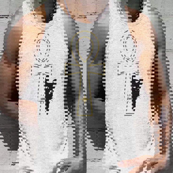 Ankh & Cat デザイン – スピリチュアル瞑想アート タンクトップ 彼への贈り物