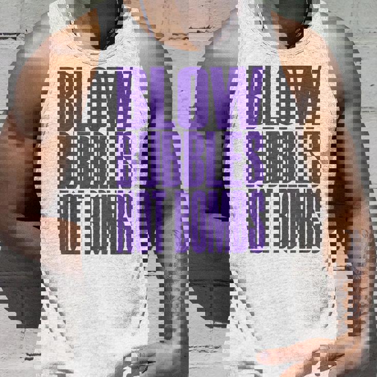 Big Print スローガン Blow Bubbles Not Bombs Rave Classic タンクトップ 彼への贈り物