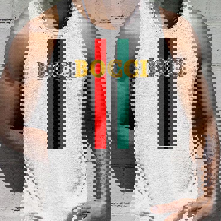 Bocci ぼっち《フェイクゴールド ロゴ》緑 赤 ライン【変なデザイン屋さん】陰キャ オタク ブランド パロディ 面白 長袖tシャツ タンクトップ 彼への贈り物