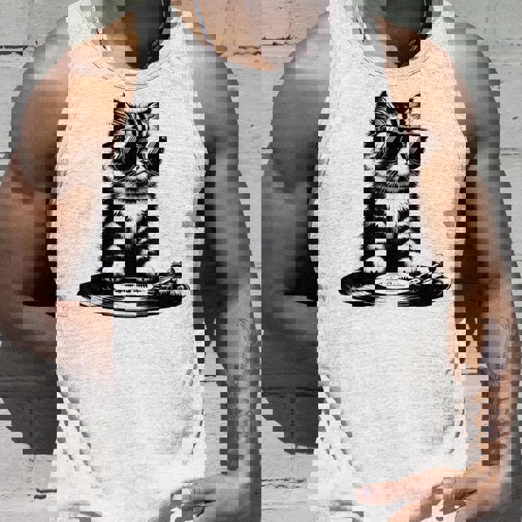 Cool Dj Cat ビニールレコード愛好家 タンクトップ 彼への贈り物