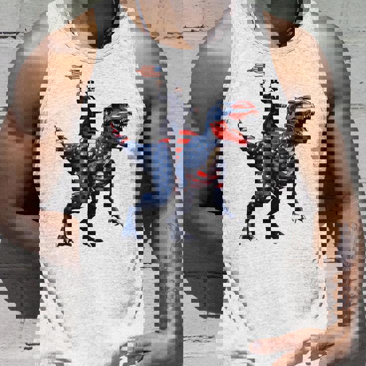 Dino Abraham Lincoln 4Th Of July Boys American Flag タンクトップ 彼への贈り物