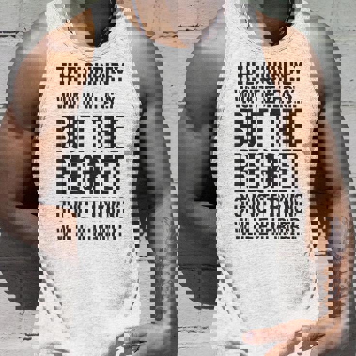 Easy Journeys Regret ジム、ハッスル、成功、モチベーションアップ タンクトップ 彼への贈り物