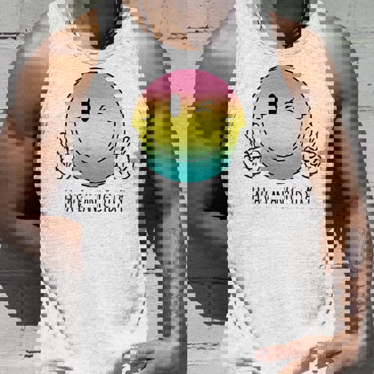 Have A Nice Day Winkingmile Face Peace Wink Happy Face タンクトップ 彼への贈り物