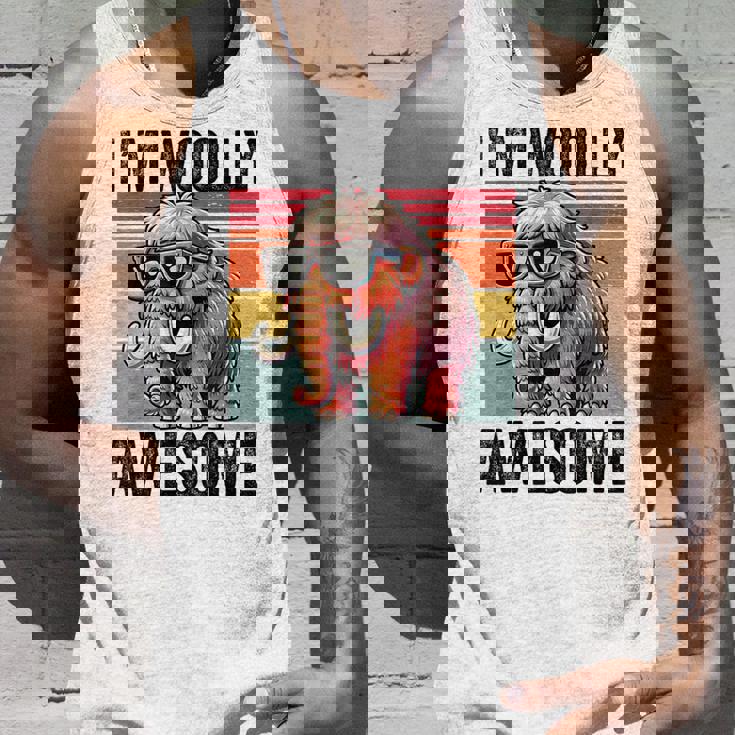 I'm Woolly Awesome 面白い レトロ メンズ レディース キッズ ウーリーマンモス タンクトップ 彼への贈り物