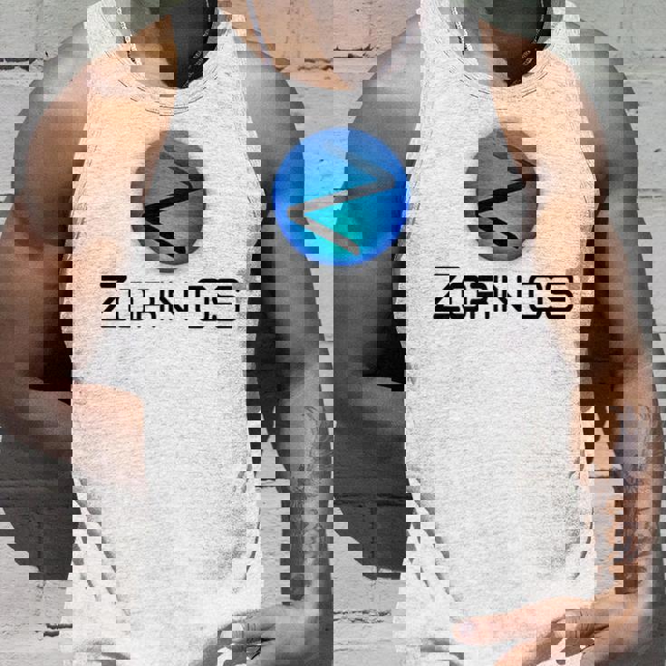 Linux Zorin Os タグラインとロゴ入り オープンソースos タンクトップ 彼への贈り物