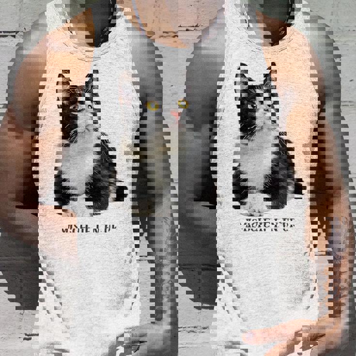 Mischief In Fur 猫写真 ハチワレ猫 黒白猫 猫好き ネタ 猫しもべ 猫飼い 猫依存症 タンクトップ 彼への贈り物