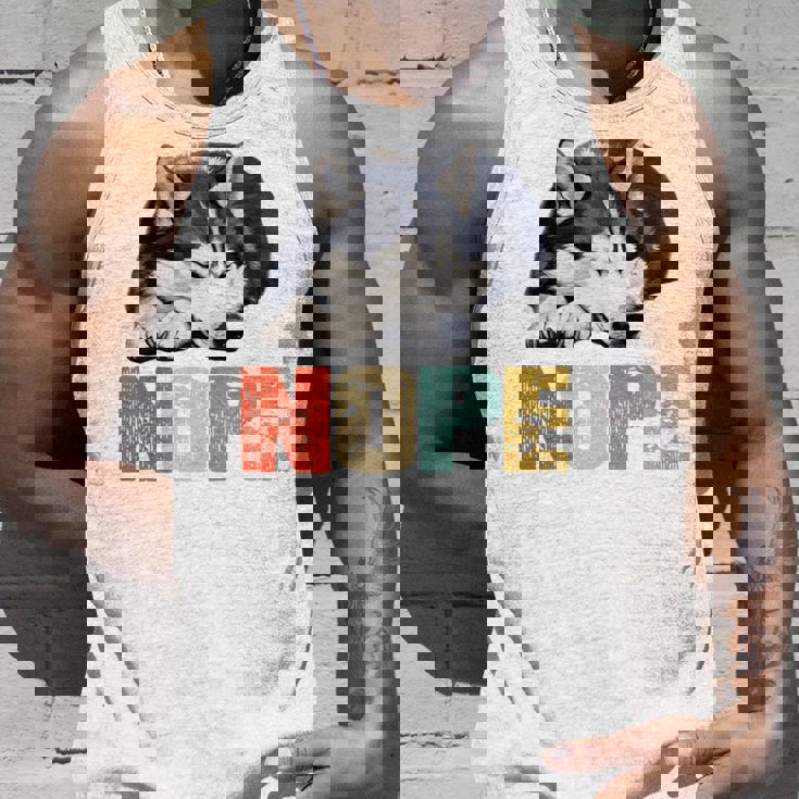 Nope 眠るシベリアンハスキーデザイン 長袖tシャツ タンクトップ 彼への贈り物