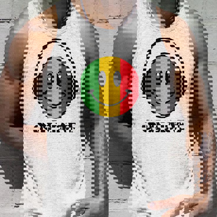 One Love ラスタ レゲエ 音楽 ヘッドホン スマイルフェイス ラスタファリ タンクトップ 彼への贈り物