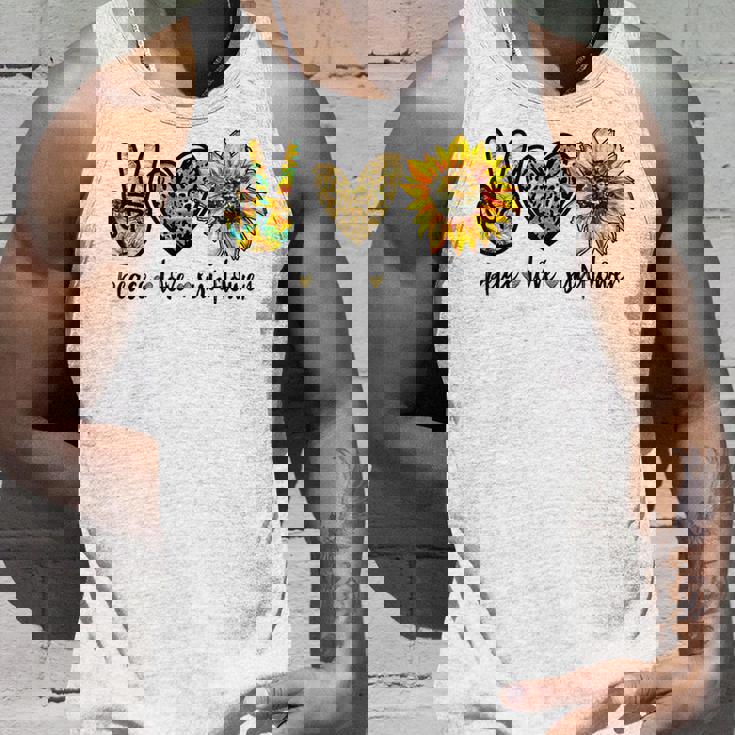 Peace Love サンシャイン ヒッピー ひまわり ヒマワリ 恋人へのギフト タンクトップ 彼への贈り物