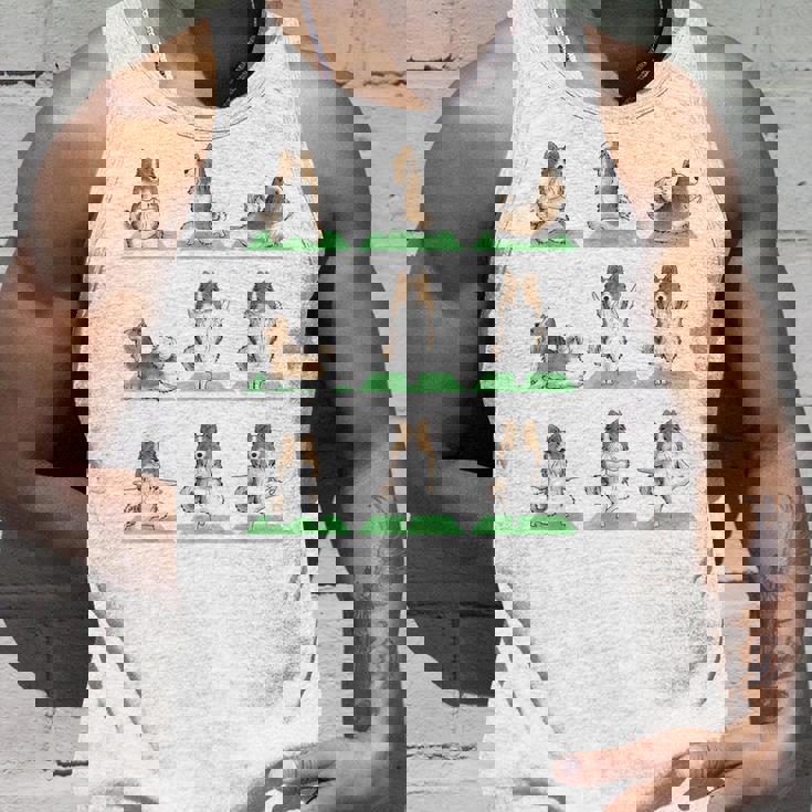 Shetland シープドッグ シェルティ 犬 ヨガ ポーズ ワークアウト エクササイズ タンクトップ 彼への贈り物