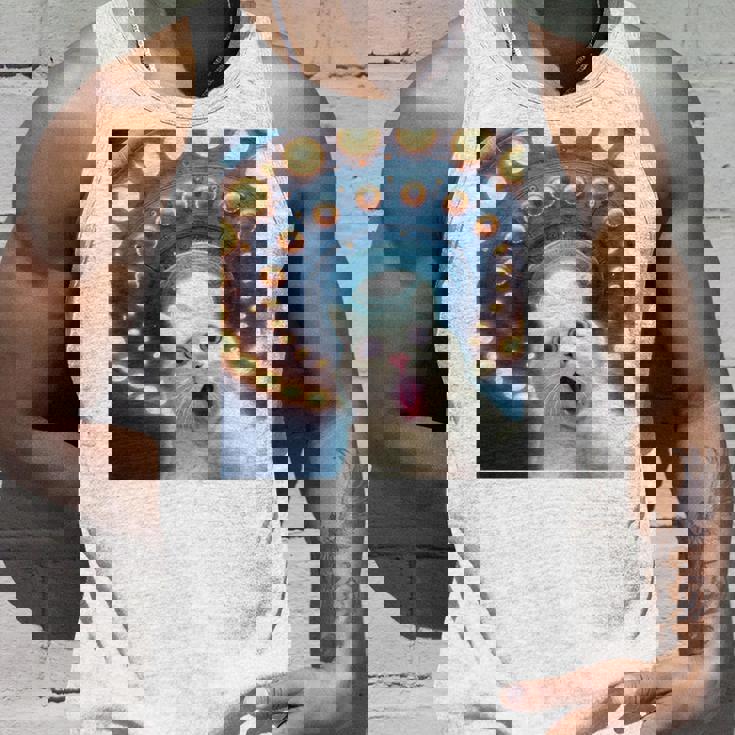 Ufo エイリアンフライングソーサー付き面白い白猫愛好家セルフィー 長袖tシャツ タンクトップ 彼への贈り物