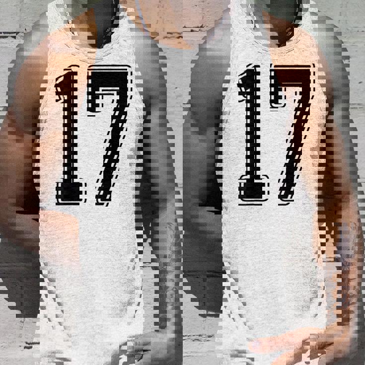 【バックプリント・背中側】17 数字 背番号 ユニフォーム ナンバー【ブラック／黒の文字】スポーツ 野球 サッカー 部活 タンクトップ 彼への贈り物