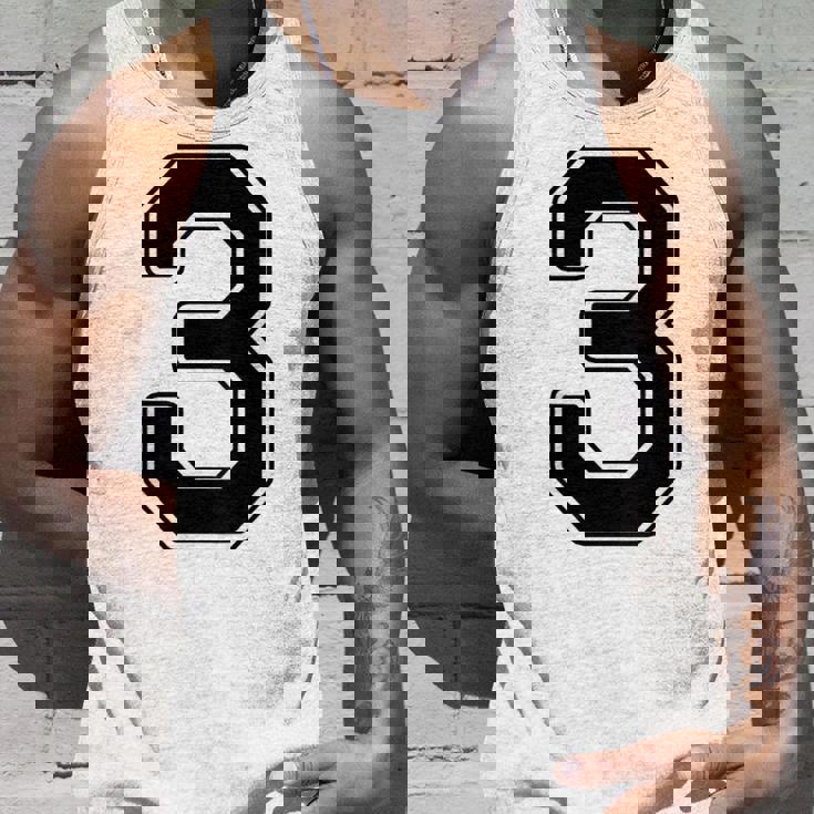 【バックプリント・背中側】3 数字 背番号 ユニフォーム ナンバー【ブラック／黒の文字】スポーツ 野球 サッカー 部活 タンクトップ 彼への贈り物