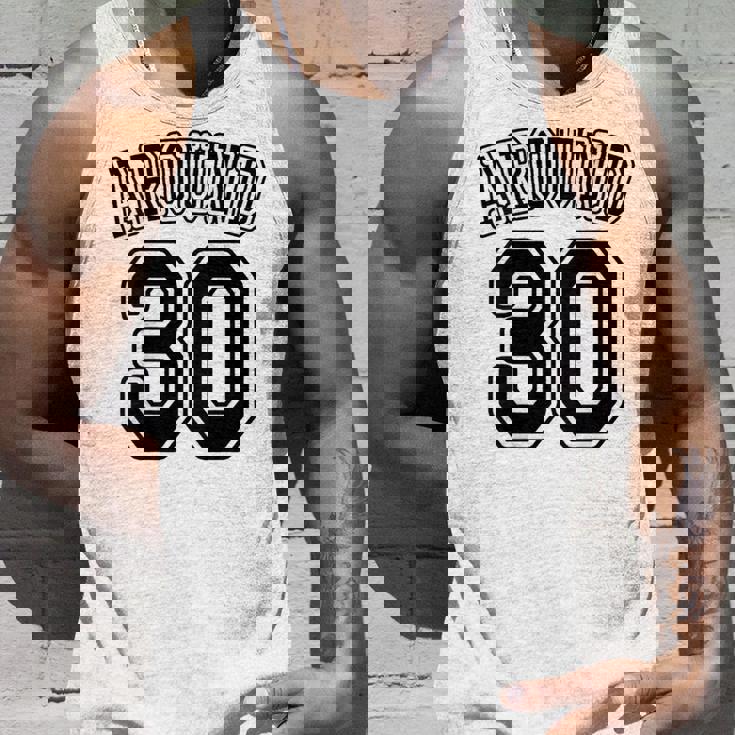 【バックプリント・背中側】Around 30 アラサー（三十歳 30才）ユニフォーム風 30代 誕生日プレゼント 面白 タンクトップ 彼への贈り物