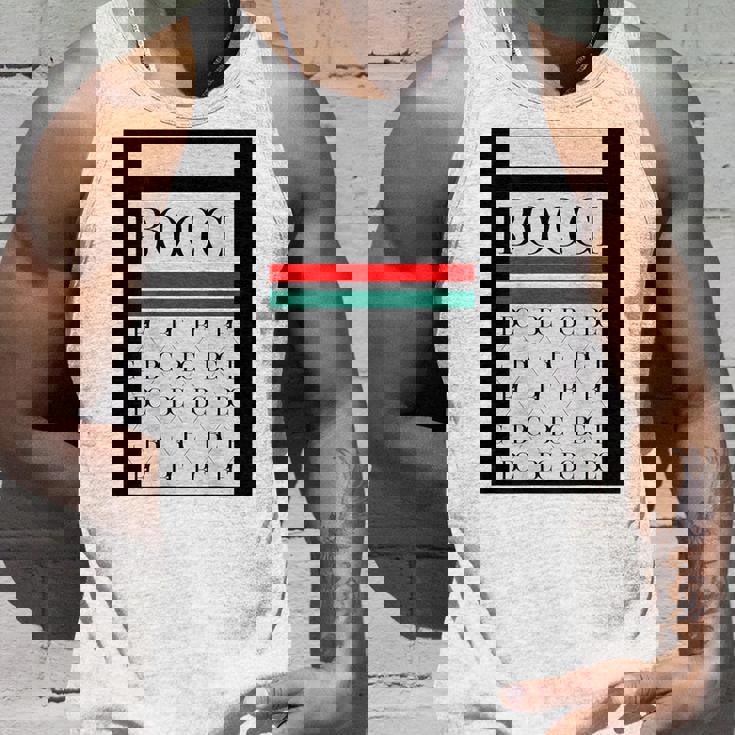 【バックプリント・背中側】Bocci ぼっち ロゴ 総柄 イタリア国旗風【変なtシャツ】陰キャ ブランド パロディ 面白 タンクトップ 彼への贈り物