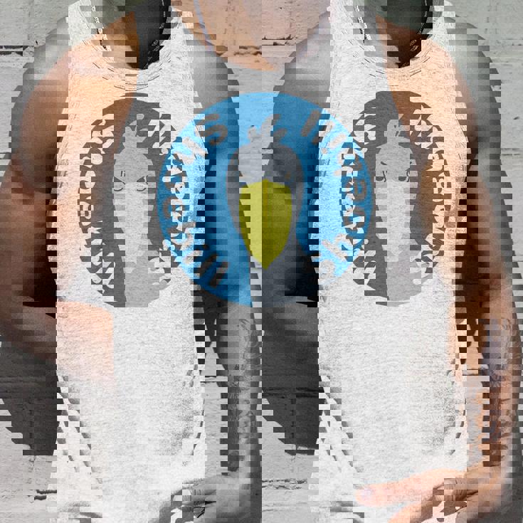 【バックプリント・背中側】ハシビロコウ『ロゴマーク』ブルー 青【どうぶつフレンズ】鳥 動物 ゆるくて かわいい イラスト タンクトップ 彼への贈り物