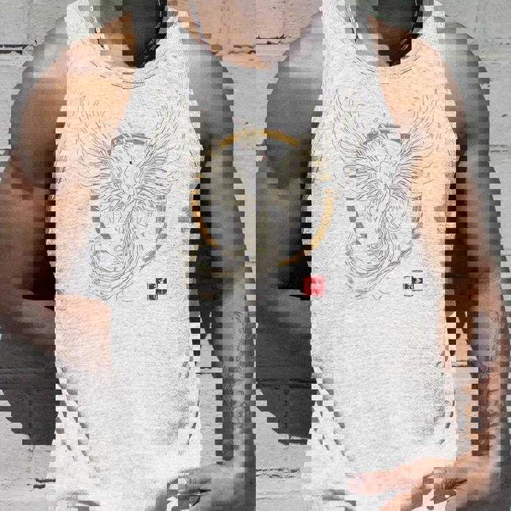 【背中側デザイン】日本文化 鳳凰デザイン 幸運を願うお守り 長袖tシャツ タンクトップ 彼への贈り物