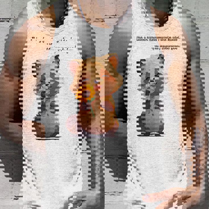 ありがとうのタヌキ ひまわりver 父の日 アニマルグラフィック 感謝 たぬき 花と狸 タンクトップ 彼への贈り物