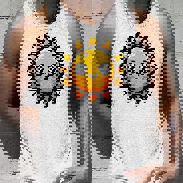 かわいい 漫画 太陽 放射 オレンジ イエロー 愛らしい タンクトップ 彼への贈り物